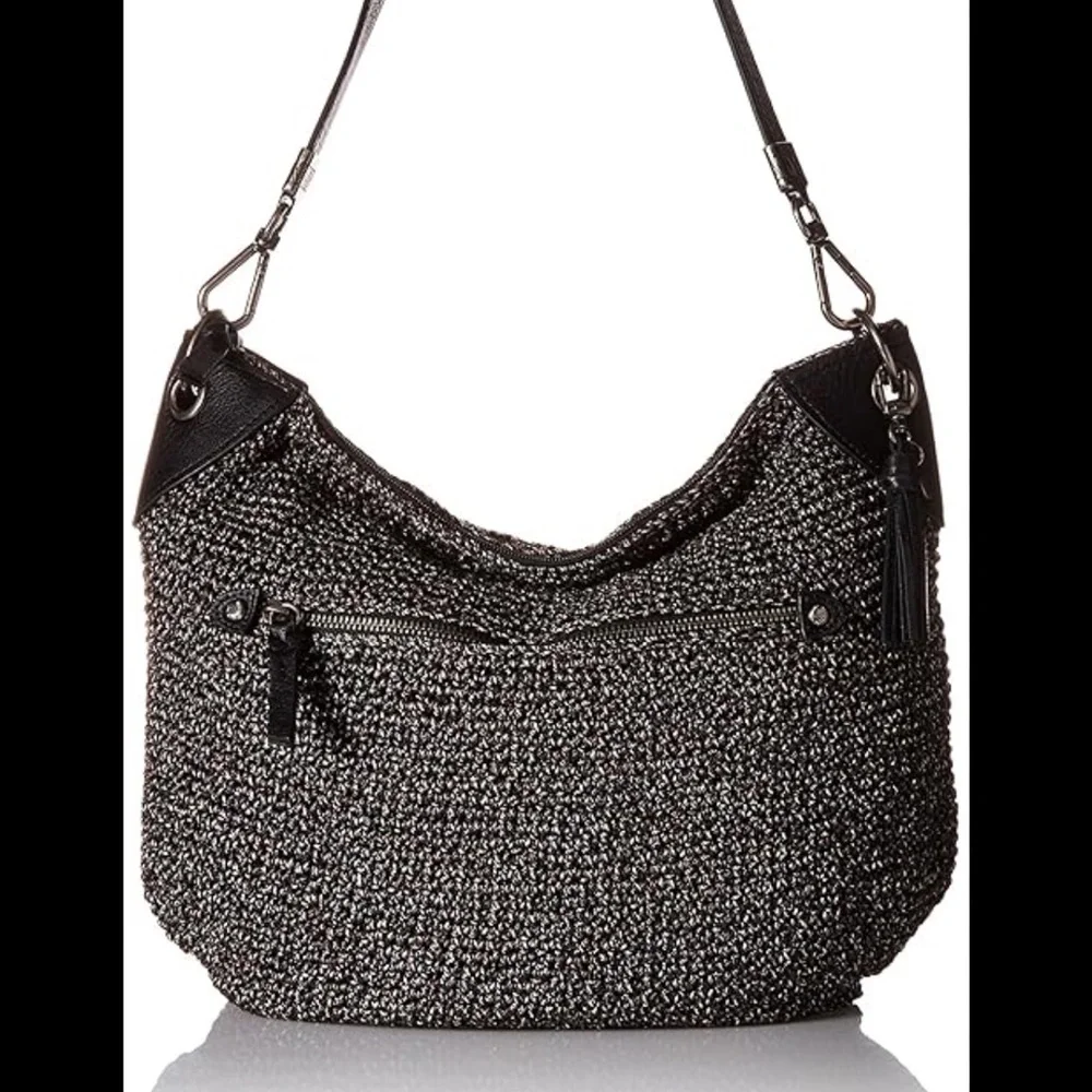 The Sak Indio Crochet : black /white Urban Static Hobo Shoulder Bag
